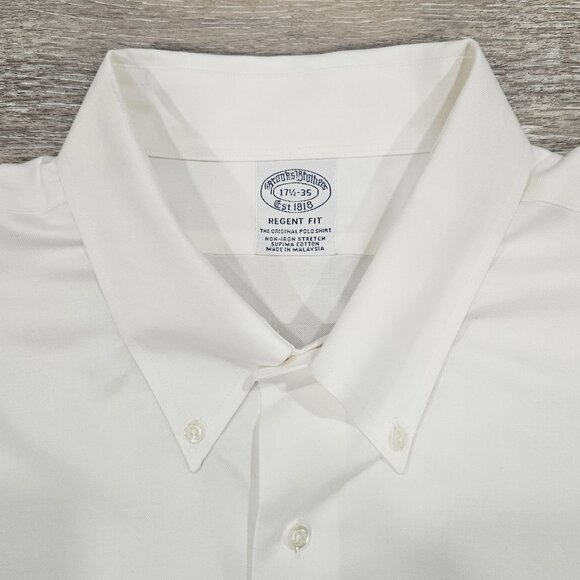 Brooks Brothers Regent Fit White Supima Cotton Dress Shirt 17.5 35 - Picture 1 of 7